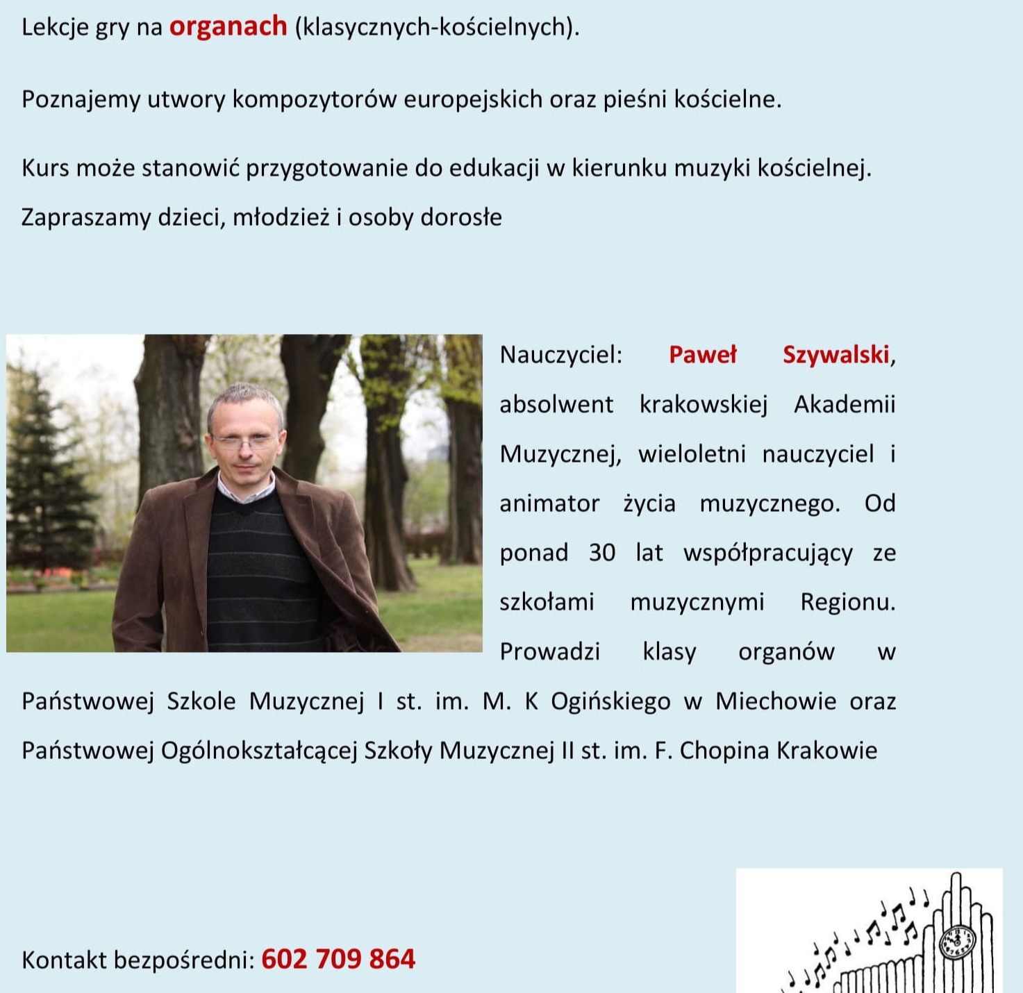 Lekcje gry na organach (klasycznych-kościelnych)